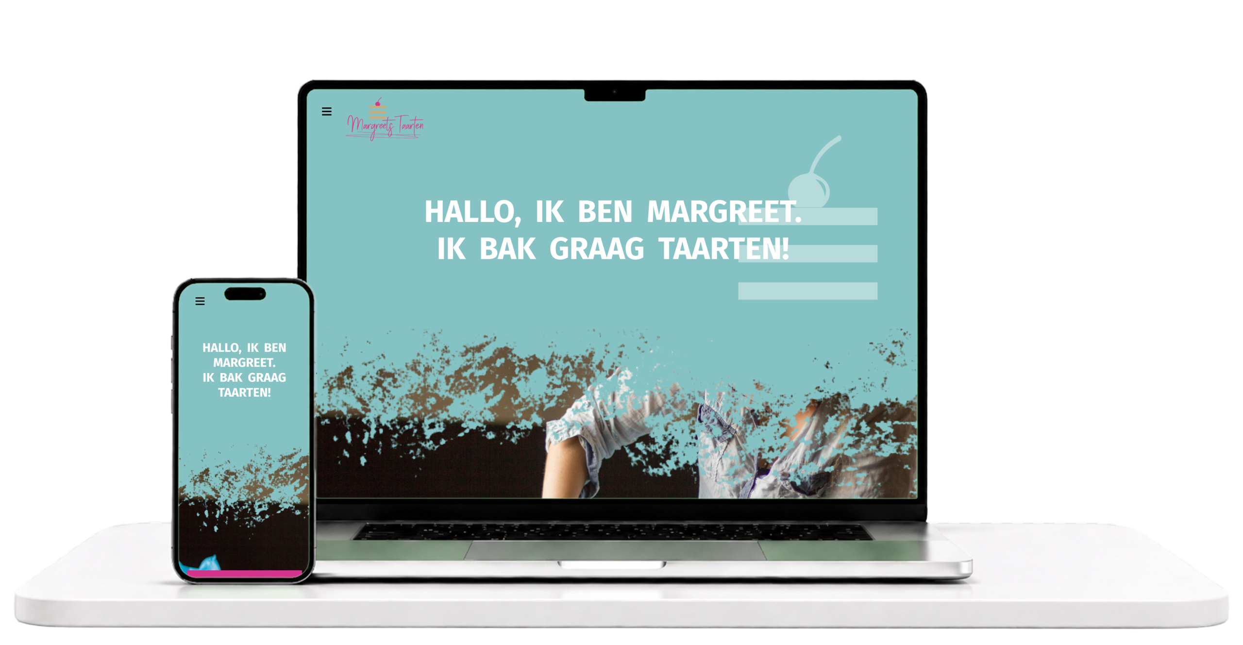 Mockup van Margreets-taarten.