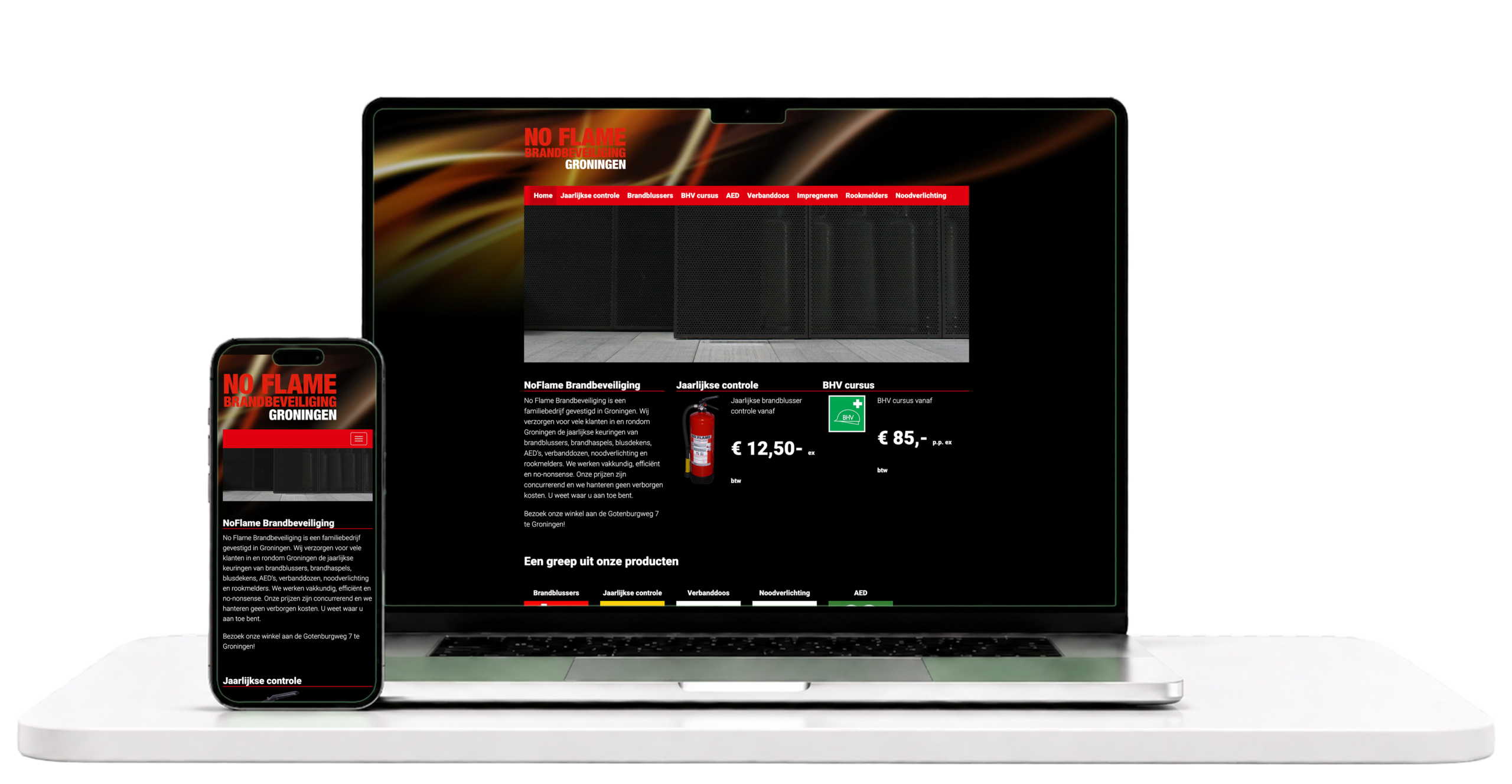 Mockup van NoFlame Groningen 2021.